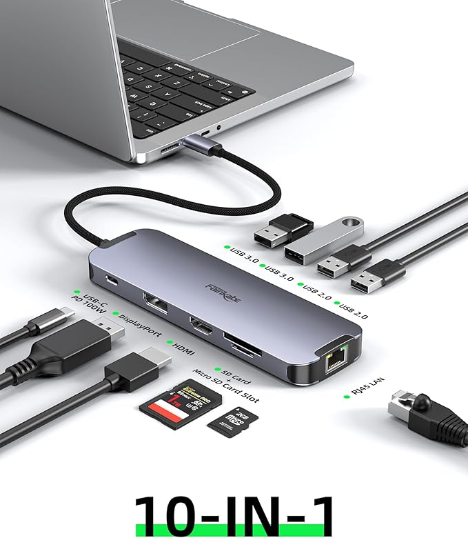 USB C Hub HDMI 4K60Hz USB C Docking Station to HDMI DisplayPort Thunderbolt 3 Hub Laptop Docking Station Dual Monitor with Ethernet PD USB3.0 SD/TF Card Reader Compatible for Windows/Mac