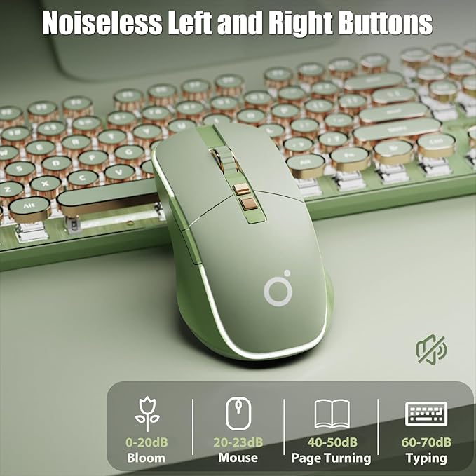 Wireless Gaming Mouse Tri-Mode 2.4Ghz/Bluetooth 5.0/Wired USB-C with RGB LED Backlit 5-Level DPI Rechargeable Ergonomic Silent Optical Mice for iMac/MacBook/Computer/Laptop Matcha Green