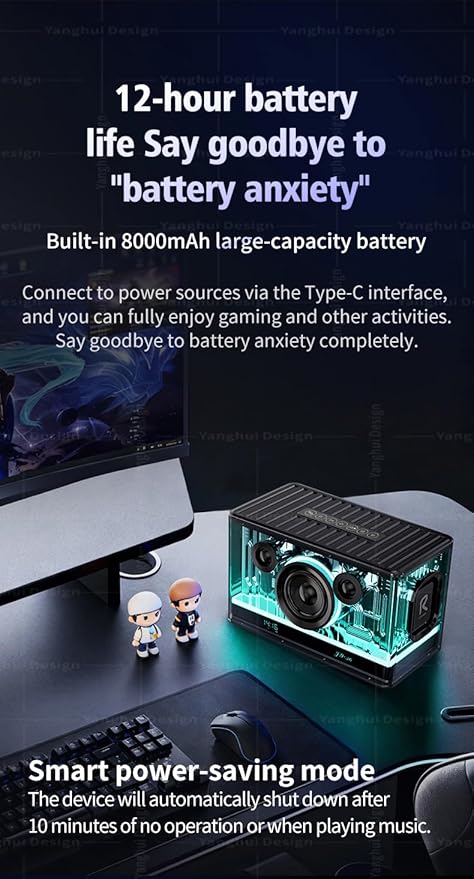 Bluetooth Speaker Ultra Heavy Bass 45W RGB Light Cyber Mechanical Industrial Style Bluetooth 5.3 Wireless Stereo Sound Speaker Subwoofer for Indoor and Computer Room (Black)