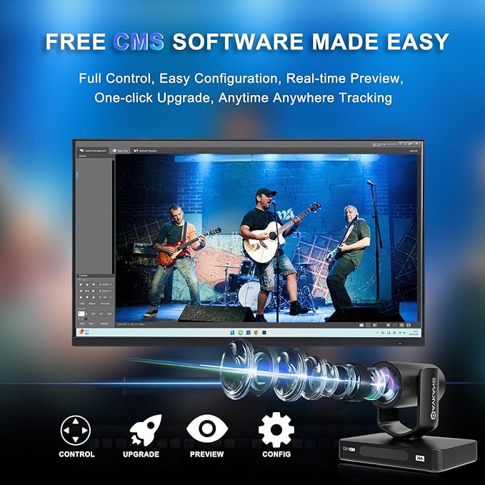 AVKANS NDI PTZ Camera 4K 20X HDMI SDI AI AUTO Tracking PTZ Camera with IP Live Streaming for Church Worship Live EventsPoE Support