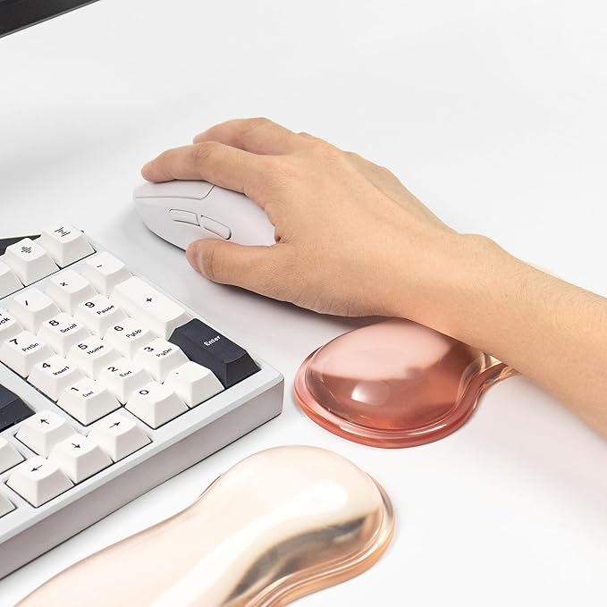 Gel Keyboard and Mouse Wrist Rest Set – Clear Orange Wrist Rest for Computer Keyboard 60%/68%/75% Keyboard Cushion Comfort &amp Support for Typing and Gaming