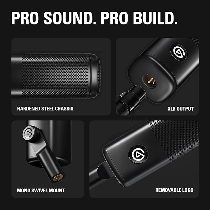 Elgato Wave DX - Dynamic XLR Microphone Cardioid pattern Noise Rejection speech optimised for Podcasting Streaming Broadcasting No Signal Booster Required works with any Interface for Mac PC