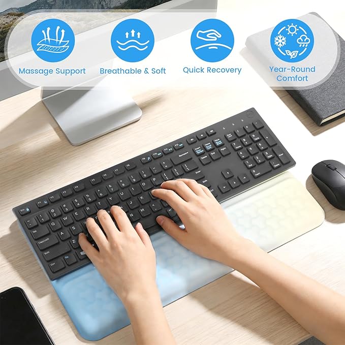 Keyboard Wrist Rest with Ergonomic Height - Computer Keyboard Stand &amp Soft Cushioned Pad for Wrist Pain Relief - Non-Slip Typing Support for Office Gaming &amp Home(Gradient)