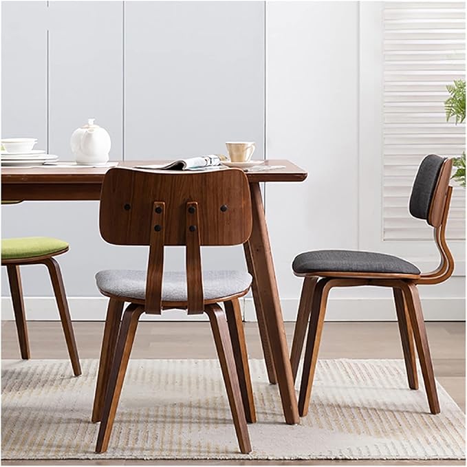 Adjustable Office Computer Chair with Armrest Solid Wood Dining Chairs Kitchen Bedroom Backrest Chair Home Furniture Stool Hotel Restaurant Chair(Log Black)