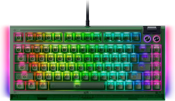 Razer BlackWidow V4 75% Mechanical Gaming Keyboard: Hot-Swappable Design - Compact &amp Durable - Orange Tactile Switches - Chroma RGB - MF Roller &amp Media Keys - Comfortable Wrist Rest - Phantom