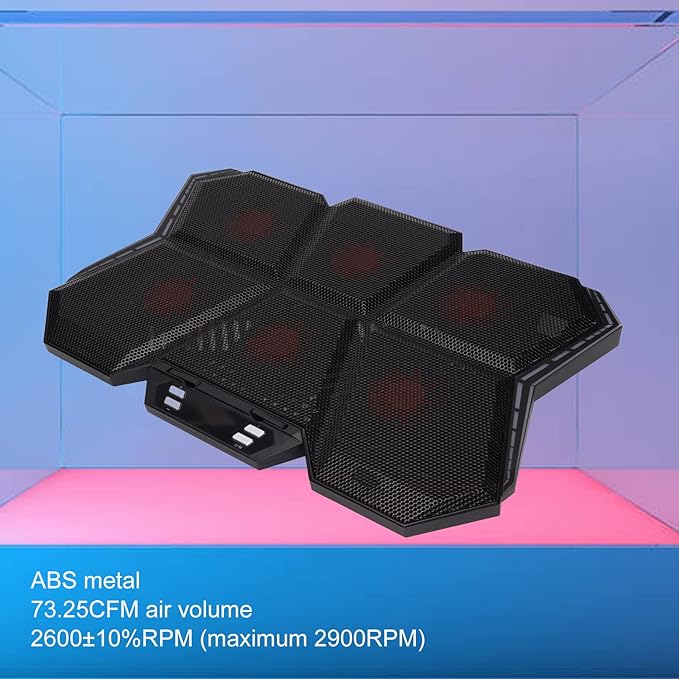 LerLaptop FanLaptop Cooling PadLaptop Cooling Aming Laptop CoolingTablet Cooling PadLaptop Cooler 6 High Speed Silent Fans 2600RPM 12 RGB Modes with LED Sn for 12in to 17in Lap