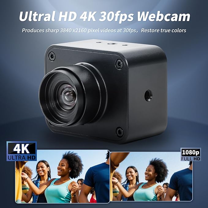 MOKOSE USB Camera 4K USB3.0 Manual Focus Webcam with 4.2mm Wide Angle Lens IMX678 1/1.8 8MP Sensor Support YUY2 Web Camera for Desktop Computer Laptop