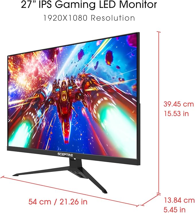 Sceptre New 27-Inch Gaming Monitor FHD 1080p Up to 180Hz 1ms DisplayPort HDMI x3 FreeSync FPS/RTS 100% sRGB Built-in Speakers Machine Black (E275B-FPT165 Series 2026)