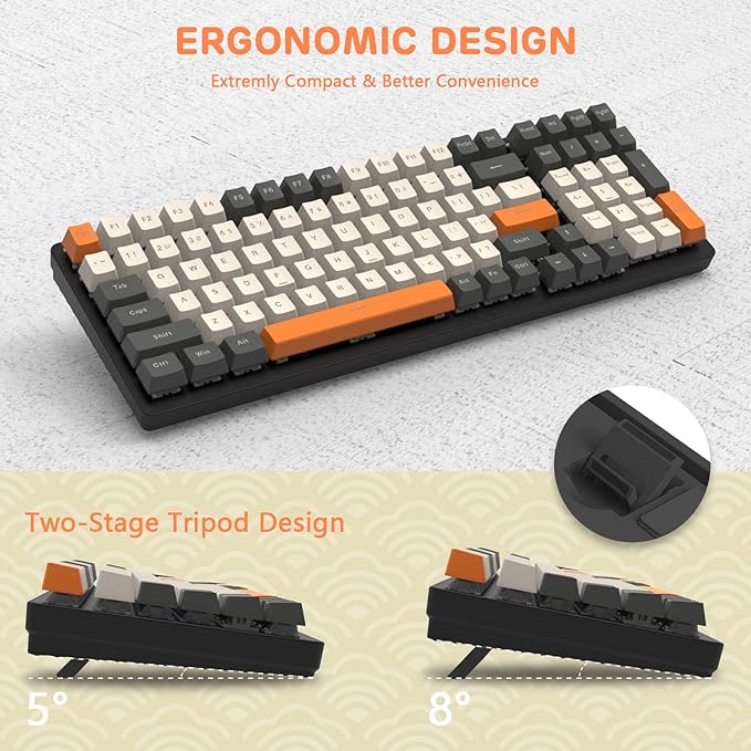 ATTACK SHARK Wireless Mechanical Keyboard 2.4G/USB-C/Bluetooth Hot Swappable 96% 100 Keys 4000mAh RGB Wrist Rest Clicky Blue Switches for PC Mac iPad