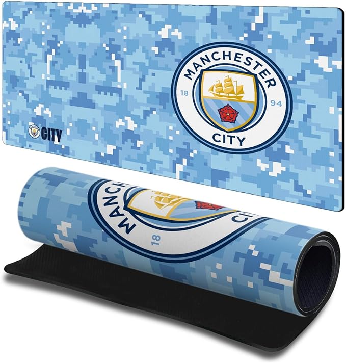 Head Case Designs Officially Licensed Manchester City Man City FC Blue Digital Camou Crest Logo 23.62 x 11.81 x 0.12 inches (600 x 300 mm) - L Gaming Office Desk PC Keyboard Mouse Mat Pad