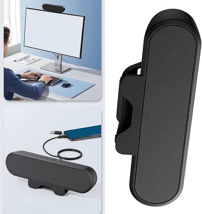 Dpofirs Computer Speakers for Desktop Monitor Laptop Speaker with Loud Sound Easily Clamp to Monitor Saving Space Plug &amp Play