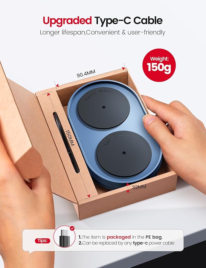 Vaydeer Dual Turntable Mouse Mover Turbo 3 Mouse Jiggler with Adjustable Intervals ON/Off Switch Undetectable &amp Noiseless Mouse Shaker Simulate Realistic Mouse Movement for Secure Computer Acti
