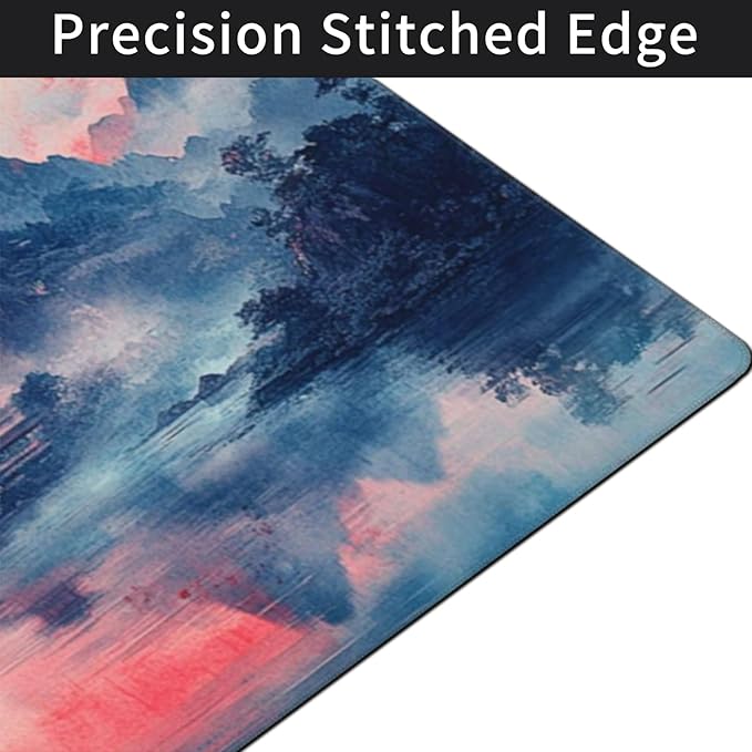 Landscape Ink Painting Gaming Mouse Pad Extra Large Gaming Mouse Pads Waterproof Non Slip Big Computer Mousepad Mice Pads Desk Pad Stitched Edges for Women Office Home (48x24 Pink)