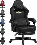 GTPLAYER Big and Tall Gaming Chair Fabric with Pocket Spring Cushion High Back Ergonomic Computer Chair with Footrest for Adults Lumbar Support Swivel Game Chair for Office Gaming 350LBS Black