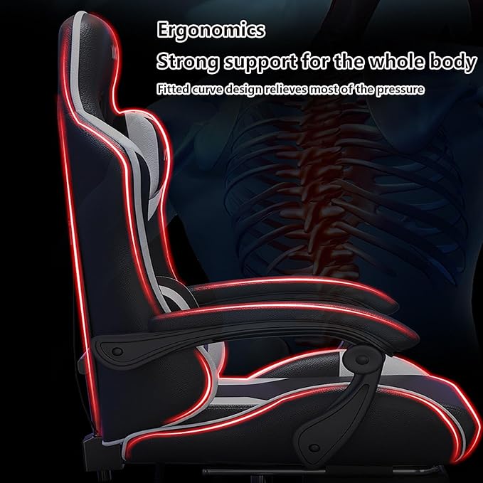 Gaming Chair with Lumbar Massage Computer Chair with Footrest Ergonomic Gaming Chair Office Seat with Wide Angle Reclining Suitable for Office Gaming Live Streaming withfootrest BlackBlue