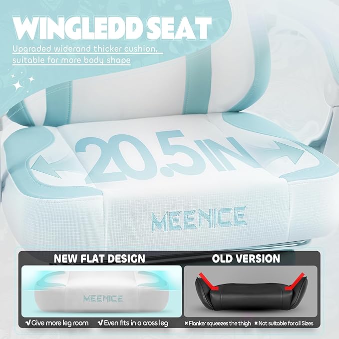 Gaming Chair Cute with Cat Ears Paw Lumbar and CushionErgonomic Computer Chair with FootrestReclining PC Game Chair for Girl Computer Chair 300lbs for Adult Aqua Blue