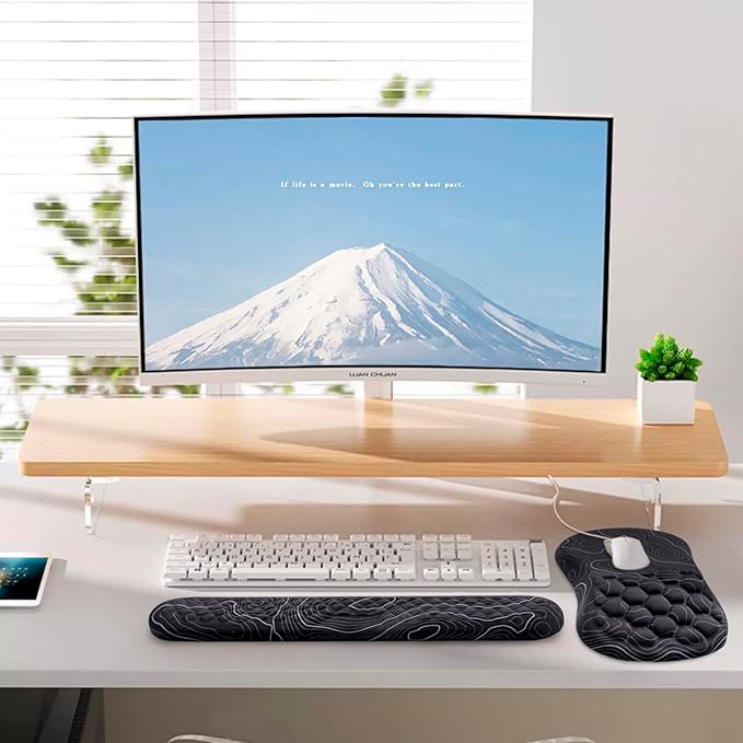 Mouse Pad Wrist Support Laokiiy 2 in1 Keyboard Wrist Rest+ Ergonomic Mouse Pad Non-Slip Wrist Rest for Computer Keyboard Made Easy Typing &amp Relieve Wrist Pain(Black White)