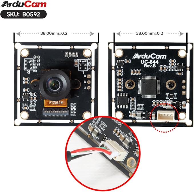 Arducam 120fps Mono Global Shutter USB Camera Module 800P High Speed UVC Webcam with 130°D Wide Angle M12 Lens for PC Laptop Android Devices &amp Raspberry Pi