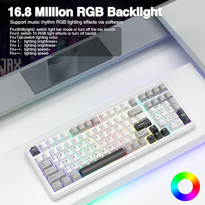 AULA F99 Wireless Mechanical KeyboardTri-Mode BT5.0/2.4GHz/USB-C Hot Swappable Custom KeyboardPre-lubed Linear SwitchesRGB Backlit Computer Gaming Keyboards for PC/Tablet/PS/Xbox (Renewed)