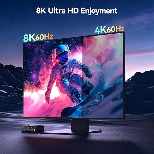 4K@144Hz KVM Switch 2 Monitors 2 Computers 8K@60Hz MLEEDA HDMI and Displayport Dual Monitor KVM Switch with 4 USB 3.0 Port for Keyboard Mouse Printer with Wired Remote Power Adapter and USB Cables