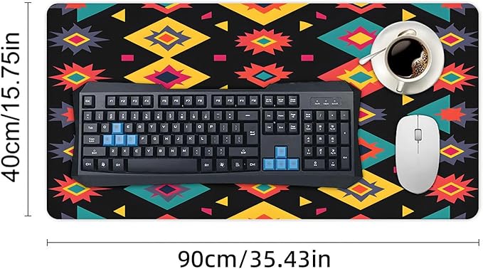 XXL Gaming Mouse Pad Boho Aztec Large Desk Mat Protector for Desktop Anti-Slip Rubber Extended Computer Keyboard Mat Writing Pad Mousepad for Work Office Home15.7 * 35.4 in A-697