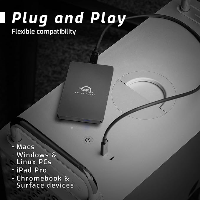 OWC 2TB Envoy Pro FX Portable Rugged External NVMe M.2 SSD Drive Thunderbolt 3 USB3.2 USB-C up to 2800MB/s speeds Drop/Shock Resistant Compatible with Mac and PC