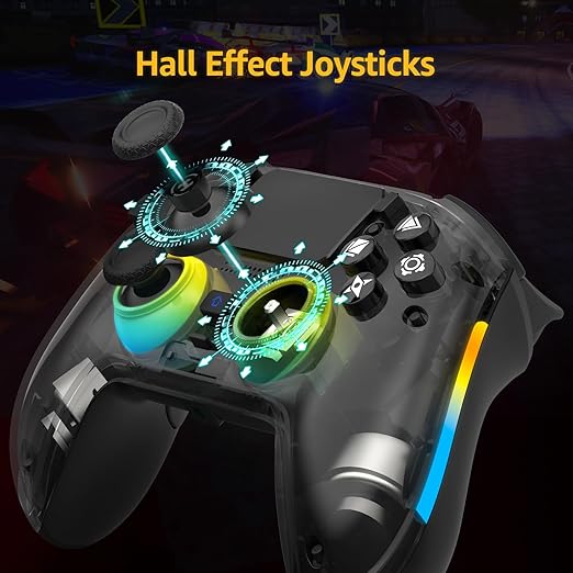 IWGAME Wireless Controller for PS-5/PC Gamepad Built-in Mic with 2 Back Buttons Support Remap/Combo Functions Hall Effect Trigger&ampJoysticks Motion Control 3.5mm Headphone Jack Cool RGB Light（