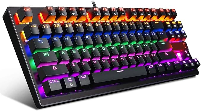 Anivia MK1S LED Backlit Mechanical Gaming KeyboardWired USB Gaming Keyboards with Blue Switches 87 Keys for Windows PC Laptop Game Black