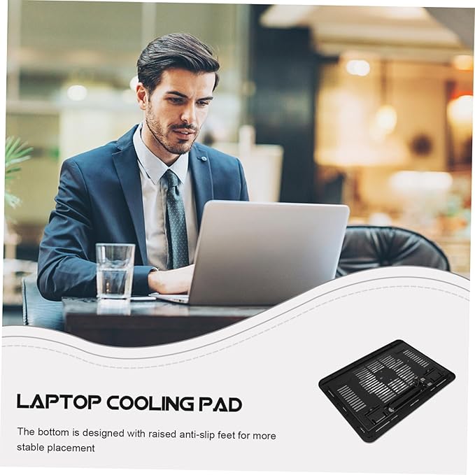 Ergonomic Laptop Cooling Pad with Silent LED Fans Ultra-Thin Computer Stand for Gaming and Office Laptops Quiet Cooler for Heat Dissipation