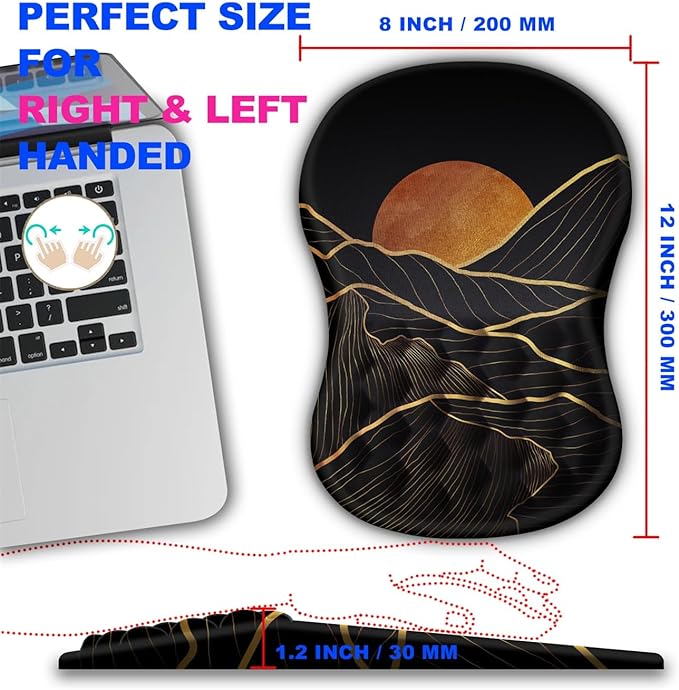 Mouse Pad Wrist Support Ergonomic Mouse Pad with Massage Dot Comfortable Computer Mouse Pad for Laptop Wrist Rest Pain Relief Mousepad with Non-Slip PU Base for Office &amp Home 12 x 8 in