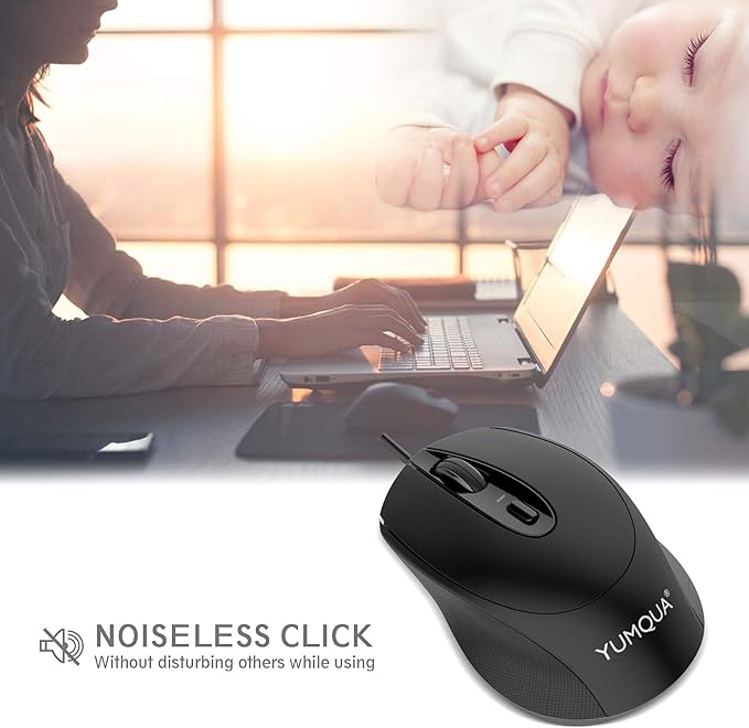 YUMQUA Computer Mice Wired 12 Pack USB PC Mice Bulk with Cord Office Home Classroom Silent Optical Corded Mouse with 2 Adjustable DPI for PC Desktop Computer Mac Laptop