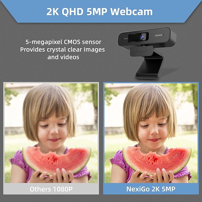 NexiGo N940P 2K Zoomable Webcam with Remote and Software Controls Sony Sensor 1080P@60FPS 3X Zoom in Dual Stereo Microphone for Zoom/Skype/Teams/Webex (Black) (Renewed)