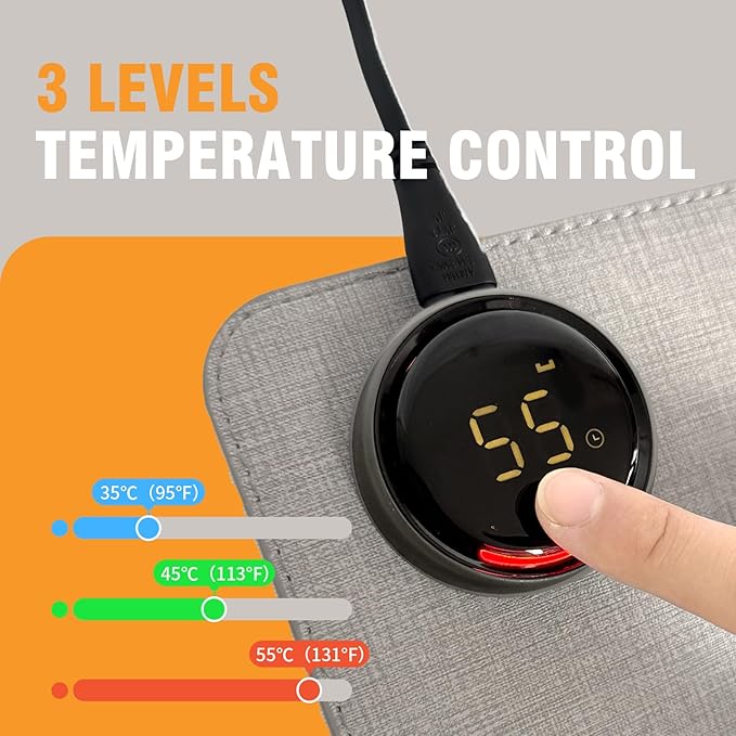 Heated Desk Pad Mouse Pad - 3-Level Temperature Control 6-Level Timer (4-9 Hours) PVC Material Desk Mat for Keyboard and Mouse31.5 x 13