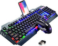 Wireless Gaming Keyboard and Mouse Combo61 Key Rainbow Backlit Keyboard with Rechargeable 3800mAhMechanical FeelErgonomicQuietWaterproofRGB Mute Mice for PS4Xbox OneDesktopPC