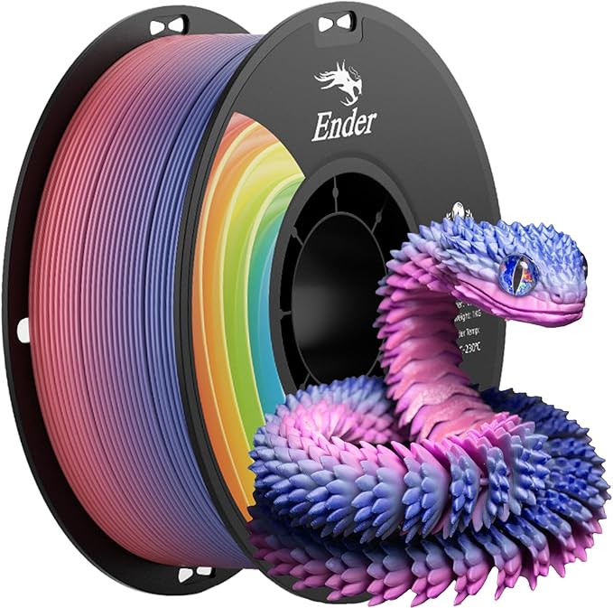 Creality 3D Printer Filament 1.75mm Rainbow Upgrade PLA+ Filament Strong Toughness No-Tangling Vacuum Packaging 3D Printing Filament Fit Most 3D Printers 1kg Spool Accuracy +/- 0.02mm Multi-Color