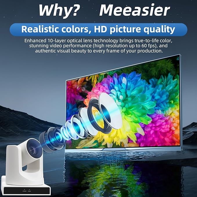 NDI PTZ Camera 30x Optical Zoom Live Streaming HDMI/PoE and USB Supports PTZ Camera for Church Conference Live Streaming