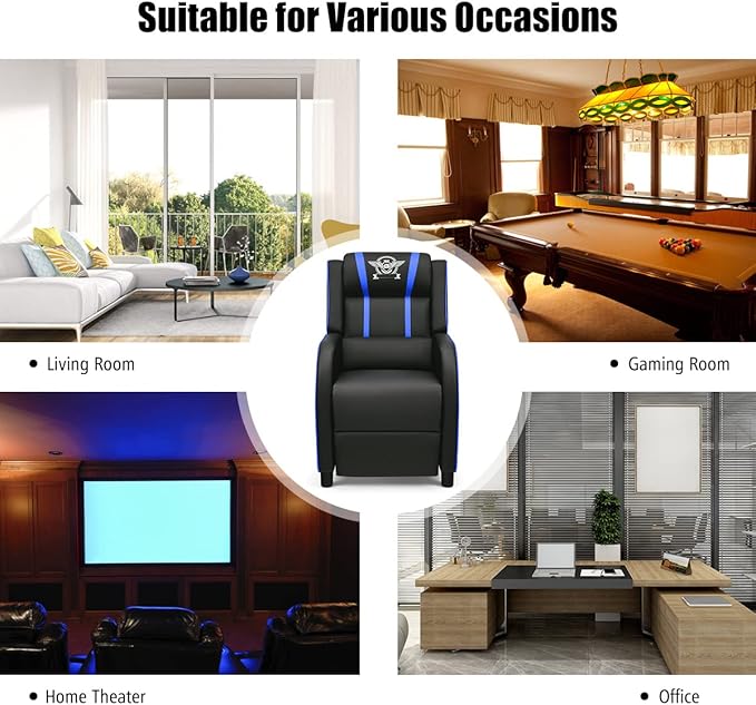 GORELAX Modern Massage Gaming Recliner Chair PU Leather Home Theater Recliner Chairs w/Footrest and Massage Racing Style Sofa Chair for Living Bedroom Gaming Room