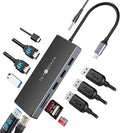 SETMSPCE Docking Station(Three Monitors) DP 4K@60Hz 2*HDM 4k@60HzPD100W 2*USB-A 10Gbps PD100W RJ45 1000Mbps 2*USB-A 2.0 SD/TF Audio Docking Station for USB-C Devices' Data Transmission