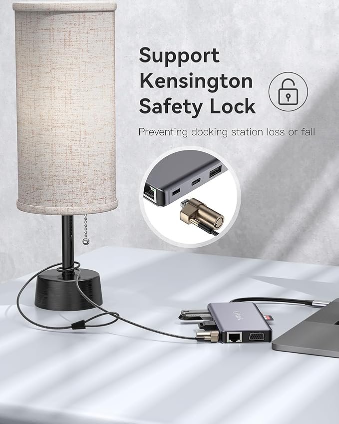 USB Docking Station 2 HDMI USB 3.0 Hub to HDMI Adapter with 3 USBA 3.0 up to 5Gbps USBC Data Port &amp 1 USB 2.0 Port 100W PD&amp VGA SD Card Reader Multiport USB Dongle with Kensington Safety