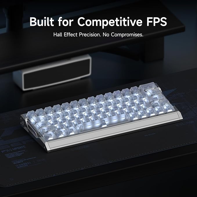 IQUNIX EV63 Hall Effect Gaming Keyboard 60% | Magnetic X Ultra Switch 0.01mm Rapid Trigger 0.125ms Latency 8kHz Polling Adjustable Actuation CNC Aluminum for FPS(Silver Knight)