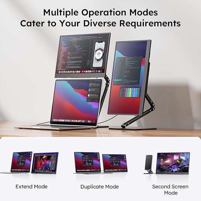 Portable Monitor 15.6 FHD 1080P IPS Travel Monitor for Laptop Foldable Stand &amp Carry Case Included USB-C Screen Extender for Laptop Mac PC Phone Xbox PS4/5 Switch
