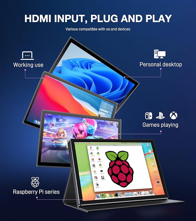 10.1 Inch FHD 1920x1200 Portable Monitor with IPS Screen Full-Featured USB-C Connection Ultra-Thin Design Compatible with Laptop PC Mac Phone PS5 with Premium Smart Case 16:10 Travel