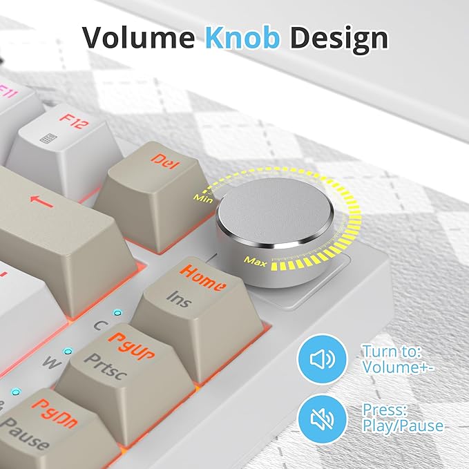 75 Percent Keyboard Gasket-Mounted with Sound Absorbing Pads 82-Key Compact Wired RGB Mechanical Gaming Keyboard Hot-Swap Socket for Win Gray Black White