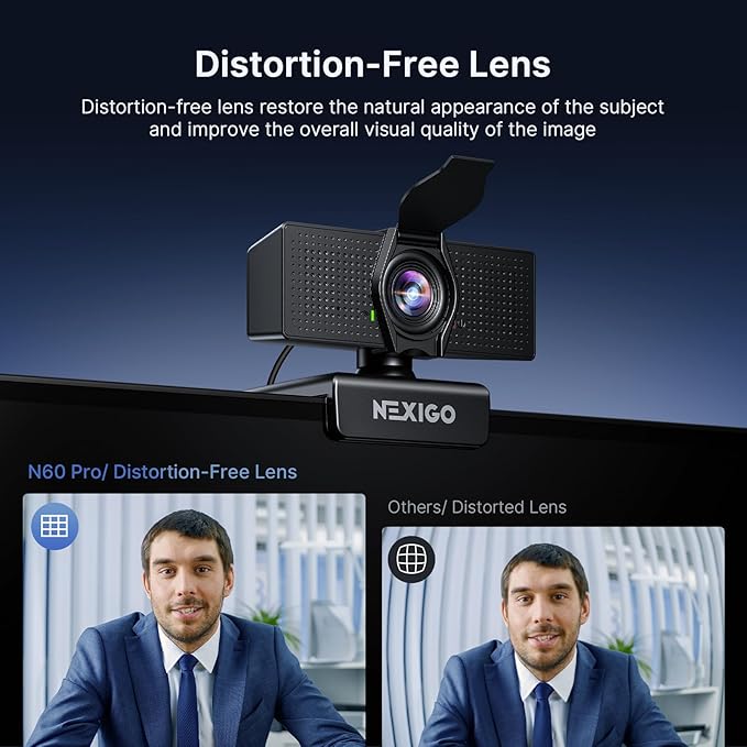 NexiGo N60 Pro 4K Webcam for PC 4K UHD Sony Sensor Autofocus 1080p 60 fps Noise-Canceling Mics Privacy Cover Distortion-Free Lens 4X Digital Zoom Works with Switch 2/Zoom/Teams/Google Meet