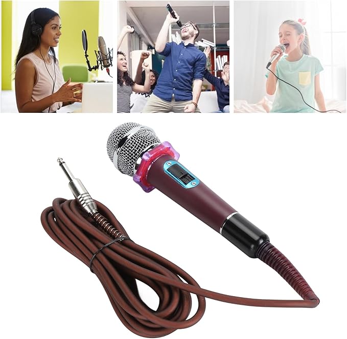 Microphone Handheld Mic Dynamic Moving Coil Cardioid Microphone for Singing 3 Pin XLR Interface Compatible for Power Amplifiers Mixers Effects Processors (P ink)