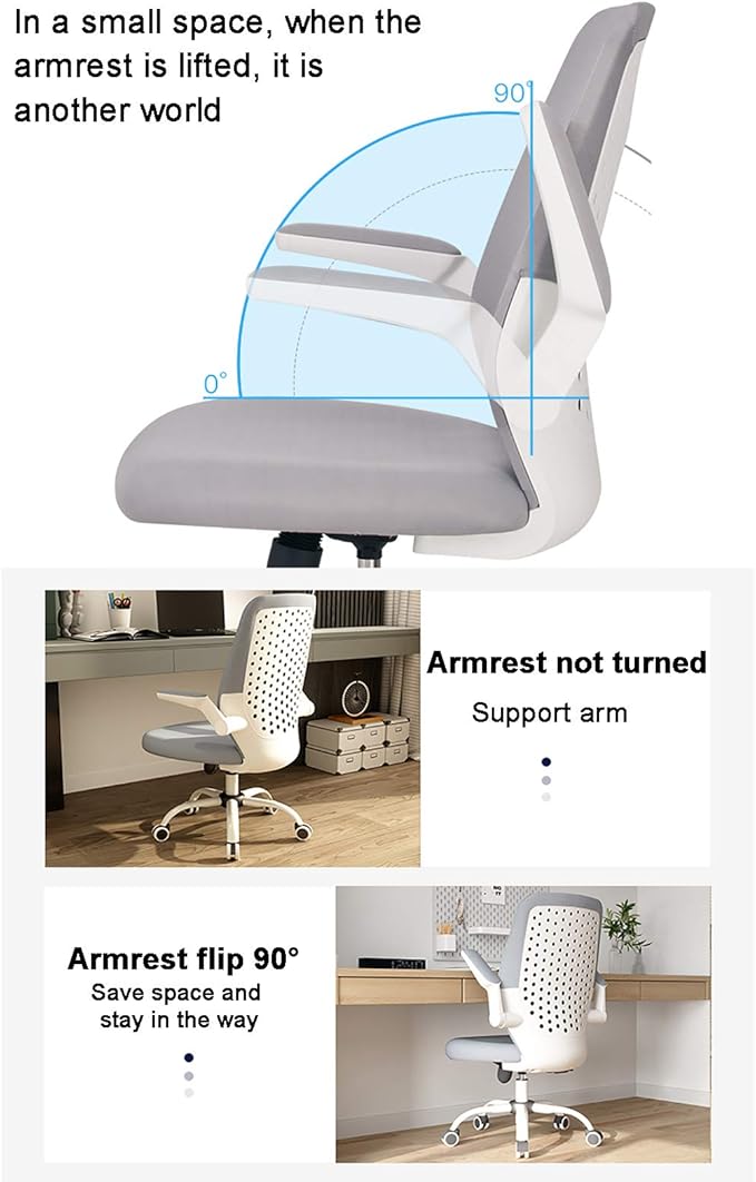 Office Chair Gaming Chair Computer Chair Ergonomic Computer ChairFabric Office Chair Upholstered Adjustable Desk Chair with Flip-up Armrestfor Work or Gamer at HomeModern Executive Chair