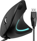 Delton S12 Ergonomic Vertical Wired Mouse 6 Buttons 3 Adjustable DPI Levels (800/1200/1600) &amp 3D Scroll Wheel Compatible for PC Laptop Mac Chromebook - Black