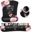 Keyboard Wrist Rest Pad and Ergonomic Mouse Pad Wrist Support Set Peony Flower Stay Positive Work Hard and Make It Happen for Gaming Office Comfortable and Pain Relief with Coaster Set
