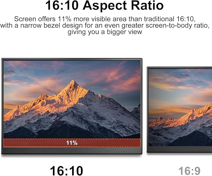 Portable Monitor 14 inch 2.2K QHD USB C HDMI Ultra-Slim IPS Travel Display &amp Speakers HDR Plug&ampPlay External Monitor for Laptop PC PhoneMac