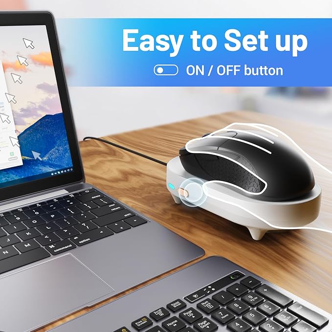HONKID Undetectable Mouse Mover Jiggler with ON/Off Switch and USB Port Drive-FreeSimulate Physical Automatically Mouse MovementPrevent Computer Laptop Inactive/Lockdown (White)